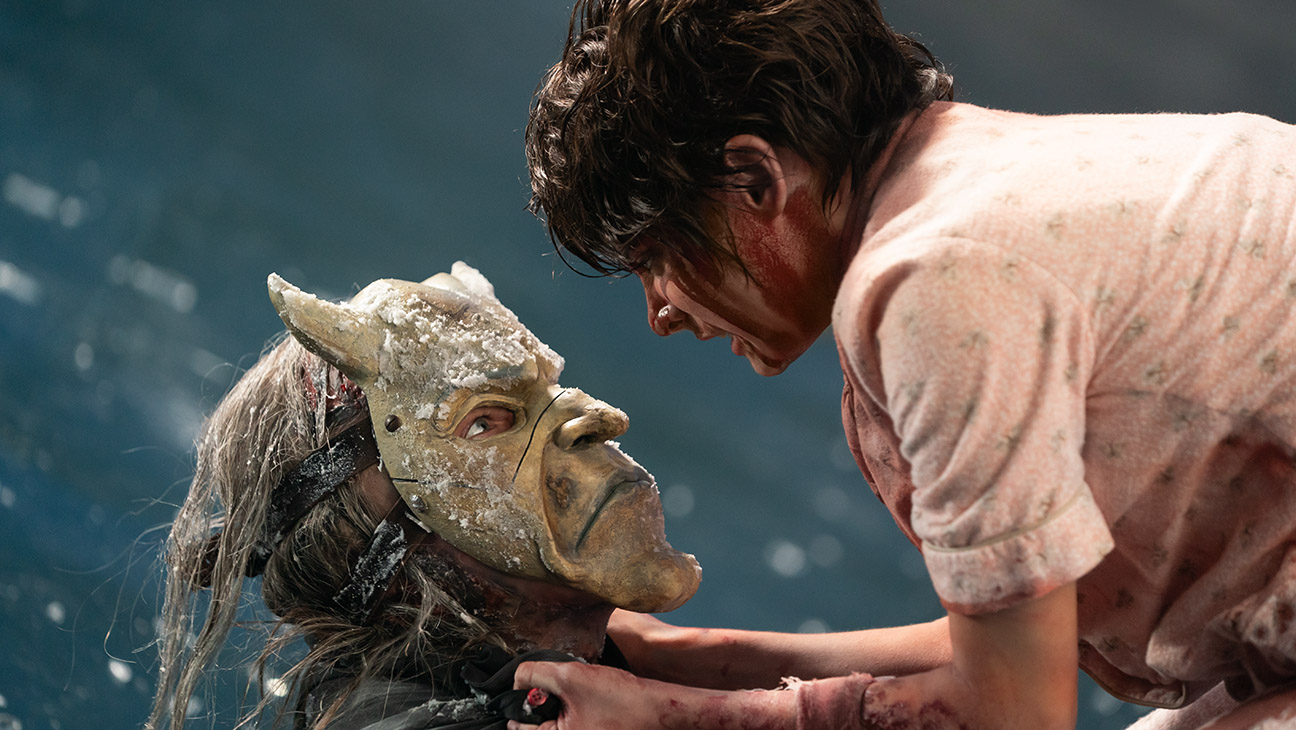 (from left) The Grabber (Ethan Hawke) and Gwen (Madeleine McGraw) in Black Phone 2, directed by Scott Derrickson.