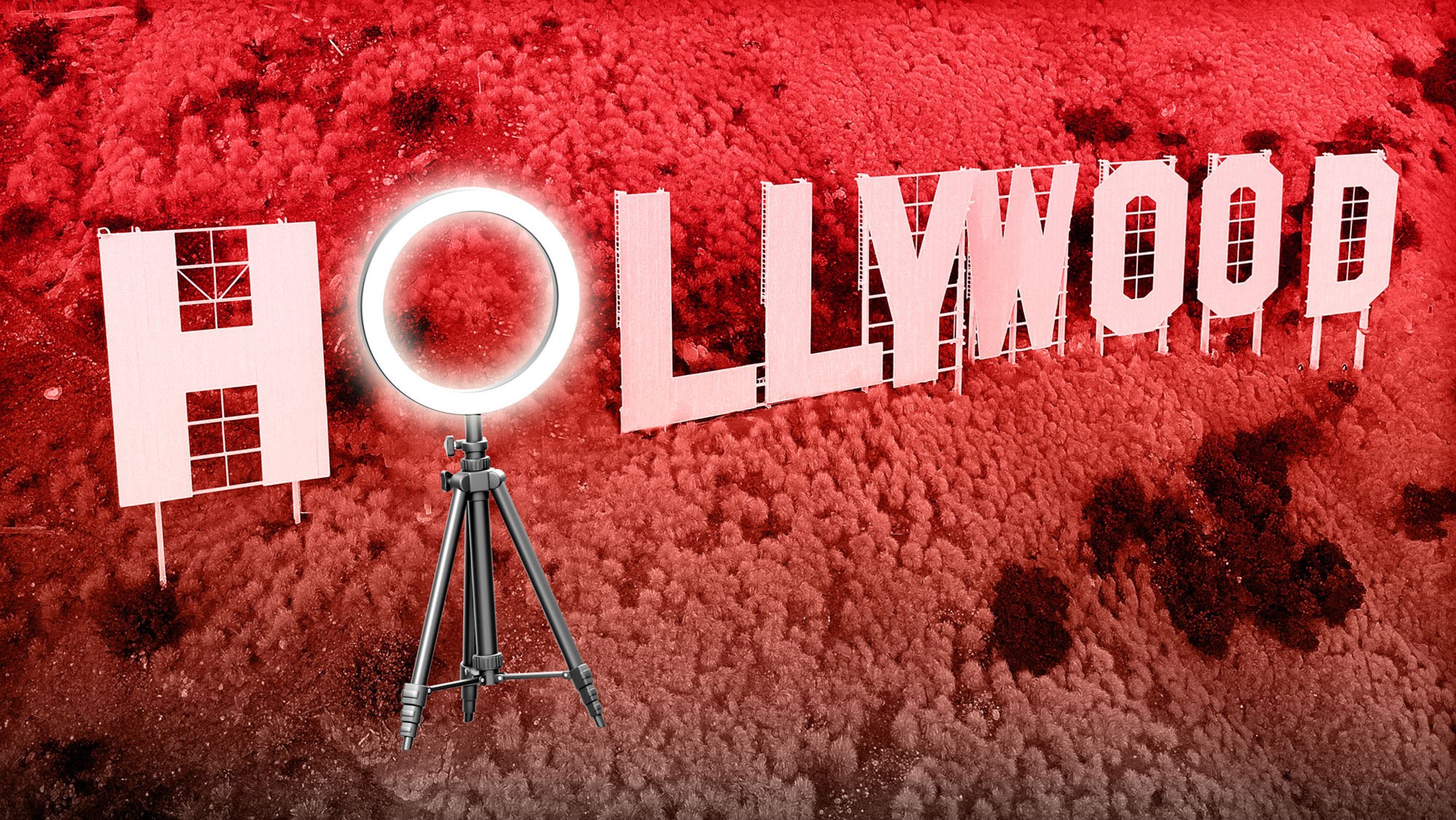 Hollywood Sign with Ring Light